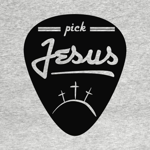 Pick Jesus (Guitar pick satire) Black graphic by Selah Shop